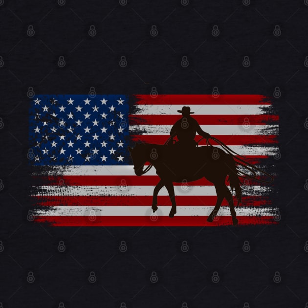 cowboy american flag vintage usa  cowboy Rodeo Roping Horse Riding by JayD World